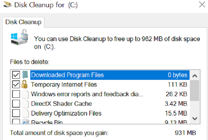 Disk Cleanup C: Drive