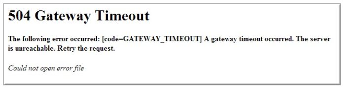 error 504 gateway timeout