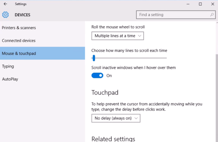 touchpad option no delay