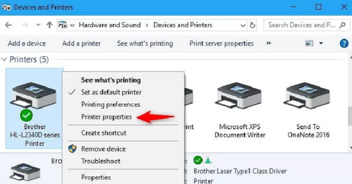 select printer properties (solve epson printer won't print black and white without colour ink)