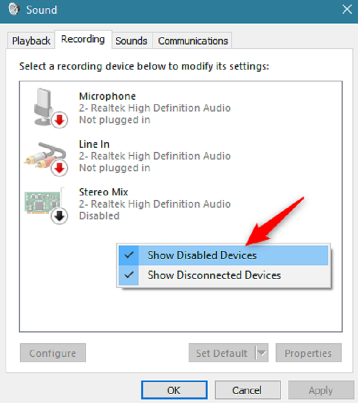show disabled devices (fix computer not recognizing headphones)