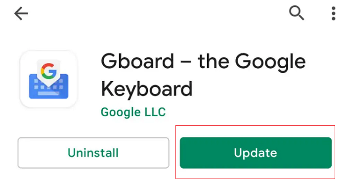 update gboard (fix unfortunately gboard has stopped)