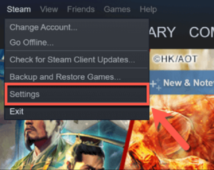 click on steam settings