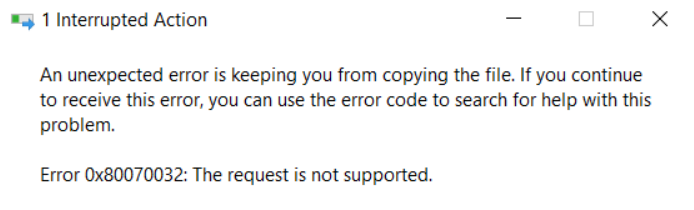 an unexpected error is keeping you from copying the file