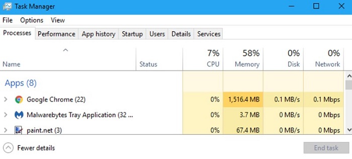 clear ram from task manager