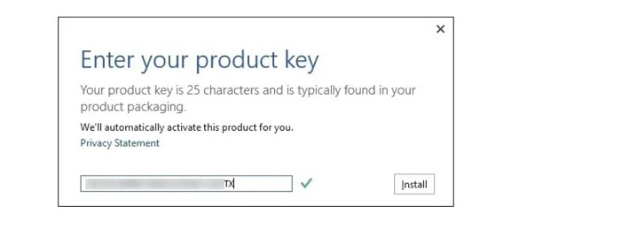 enter correct product key